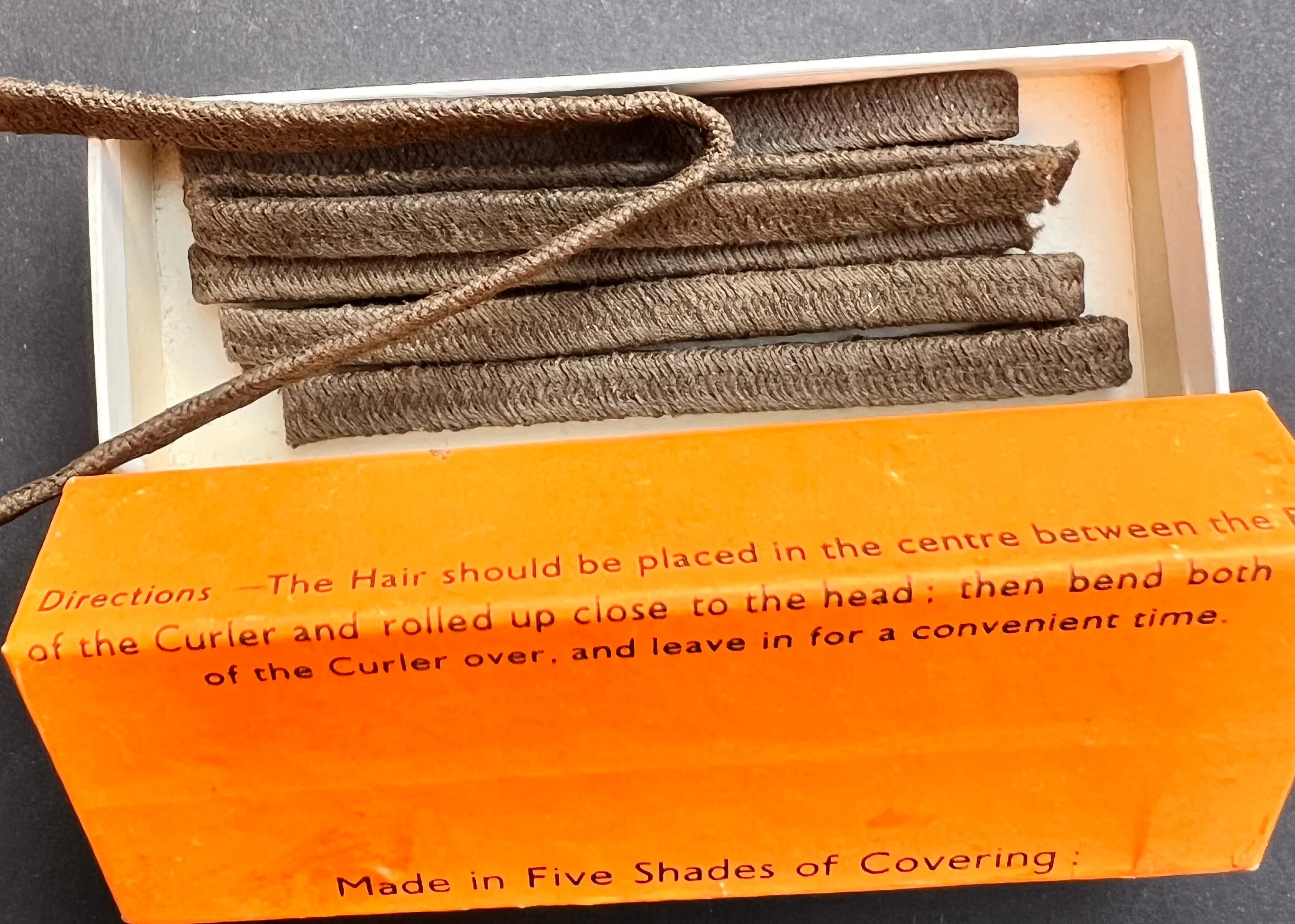 1930s FLEXIBLE Fabric Covered HAIR WAVERS & CURLERS - Box of  6 x 6" long