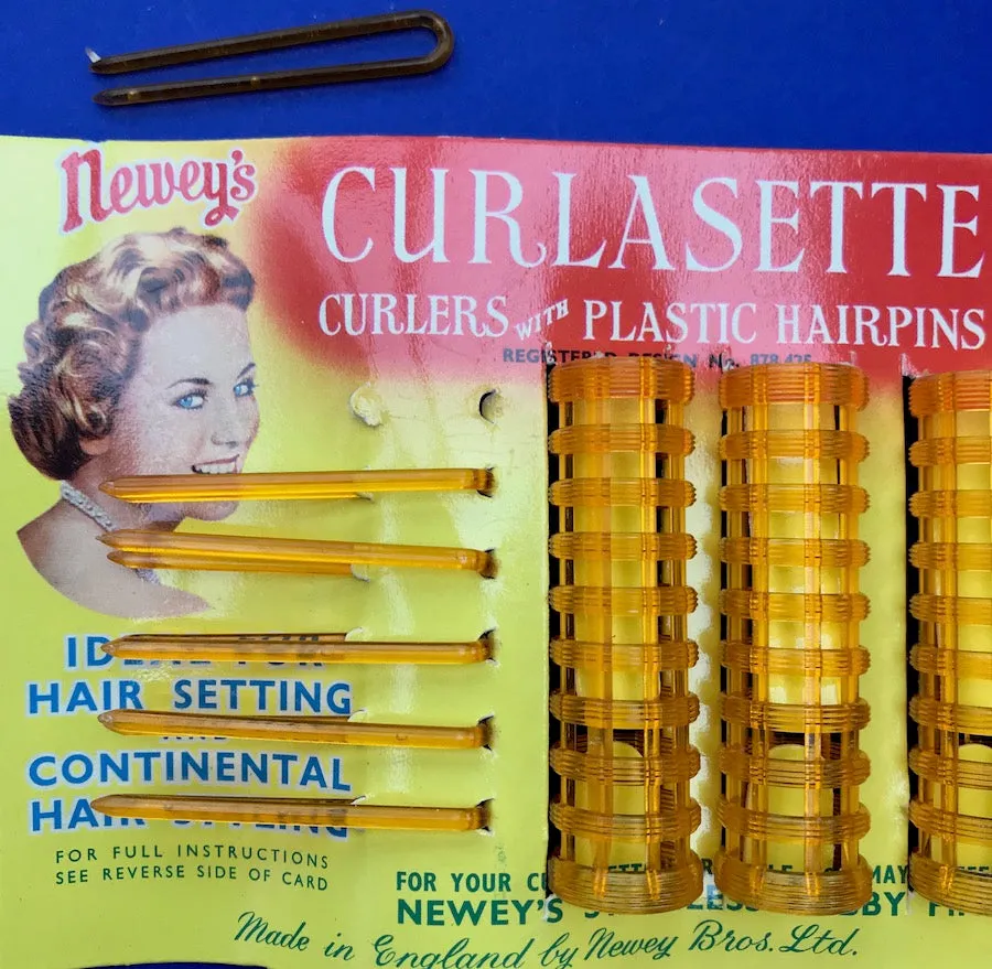 1950s CURLASETTE  2.5" / 6cm Curlers with hairpins Made in England