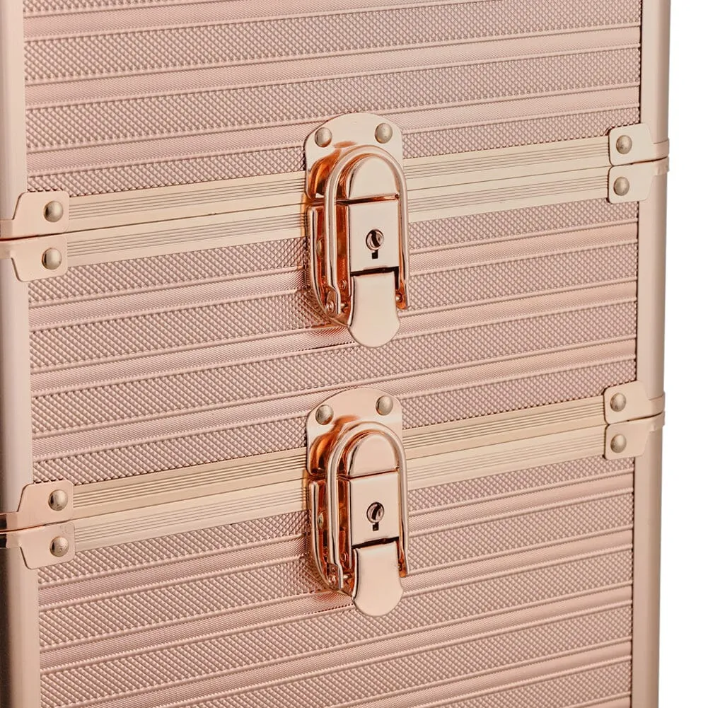 3 in 1 Rose Gold/Black Portable Cosmetic Travel Case with Wheels