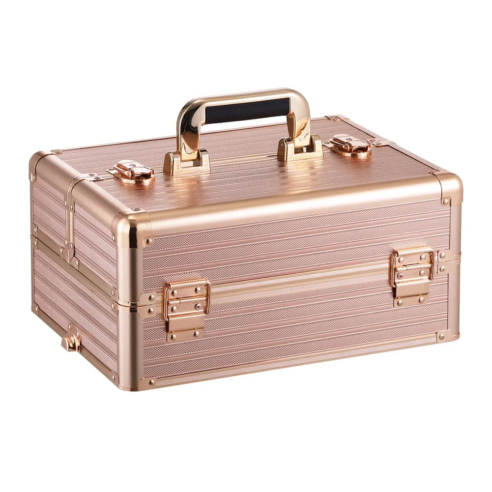 3 in 1 Rose Gold/Black Portable Cosmetic Travel Case with Wheels