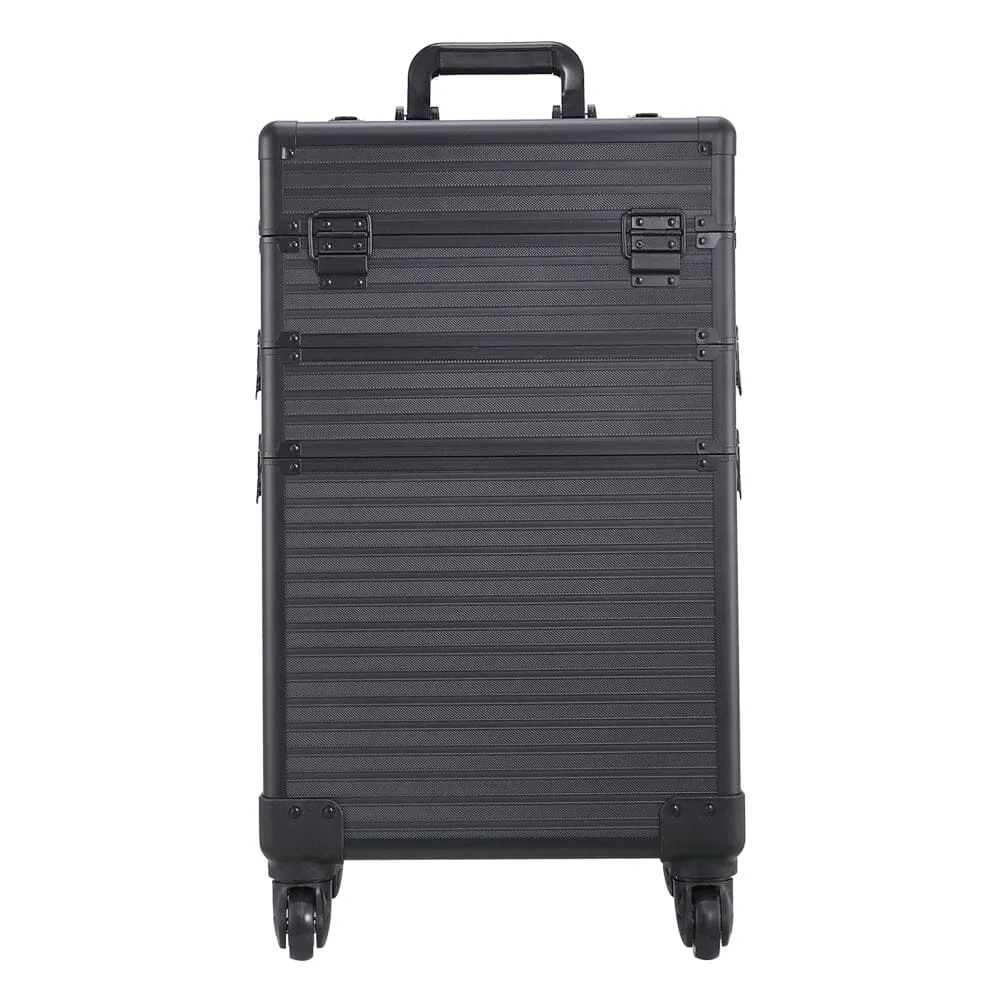 3 in 1 Rose Gold/Black Portable Cosmetic Travel Case with Wheels
