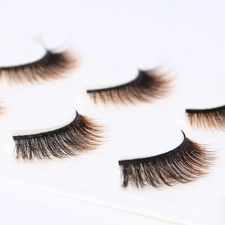3D MINK Black-Brown Mix Style Eyelashes (3 PAIRS)