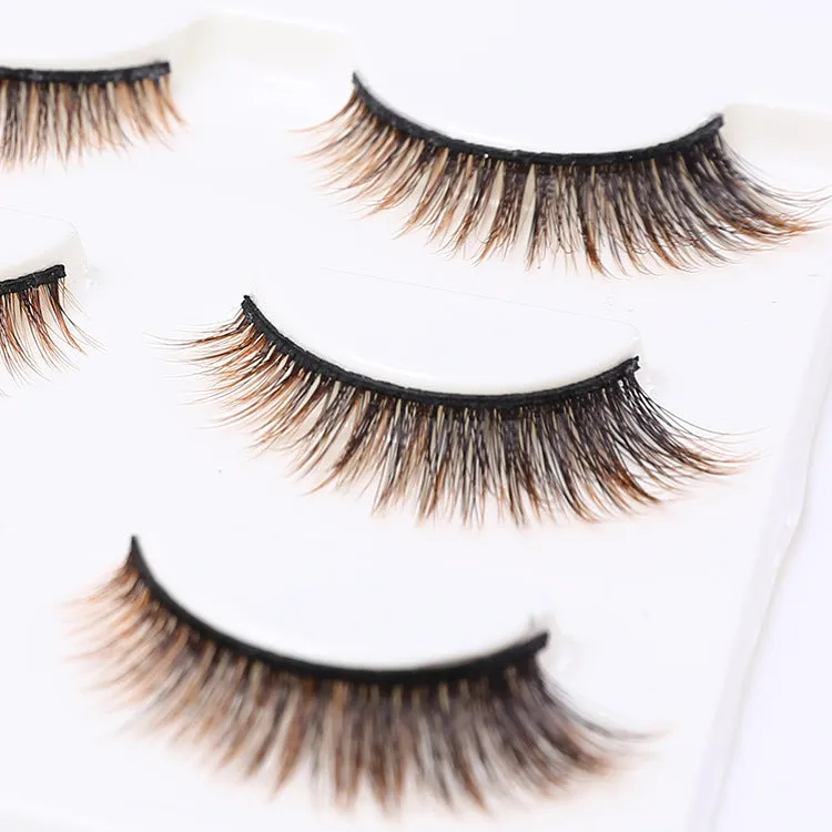 3D MINK Black-Brown Mix Style Eyelashes (3 PAIRS)