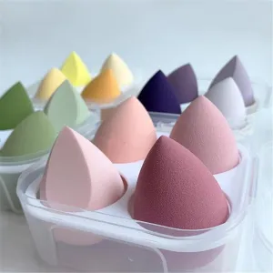 4pcs Foundation Makeup Blender Cosmetic Puff Sponge with Storage Box