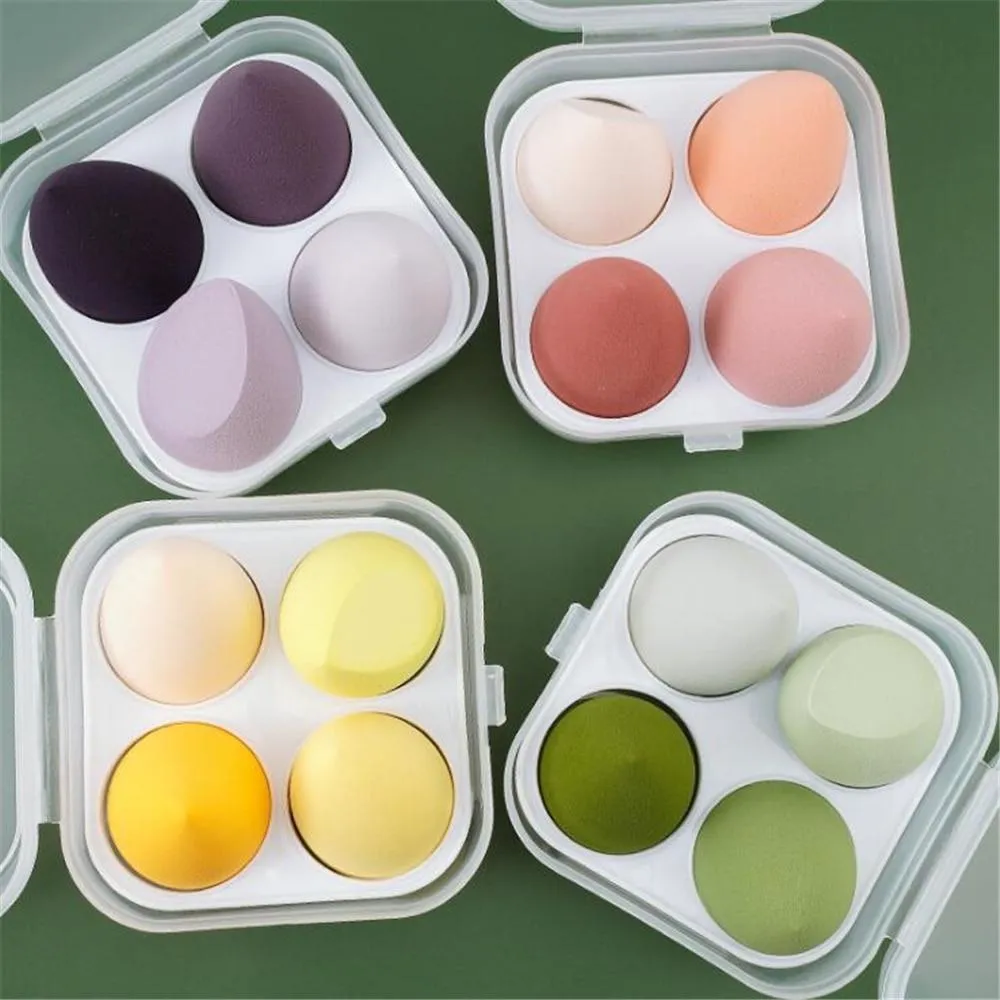 4pcs Foundation Makeup Blender Cosmetic Puff Sponge with Storage Box
