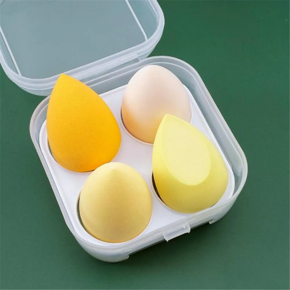 4pcs Foundation Makeup Blender Cosmetic Puff Sponge with Storage Box