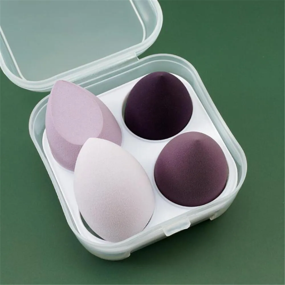 4pcs Foundation Makeup Blender Cosmetic Puff Sponge with Storage Box