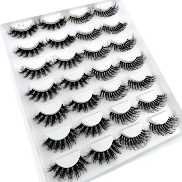 5/14Pairs Long Thick Natural Fluffy Lashes 10-25mm 3D Mink
