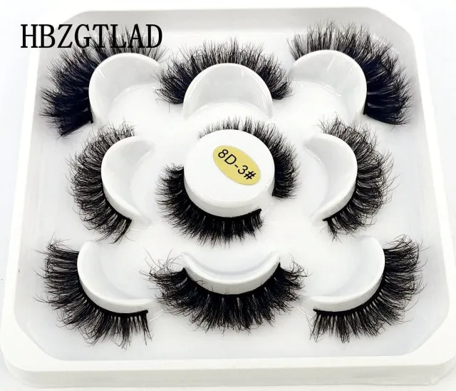 5/14Pairs Long Thick Natural Fluffy Lashes 10-25mm 3D Mink
