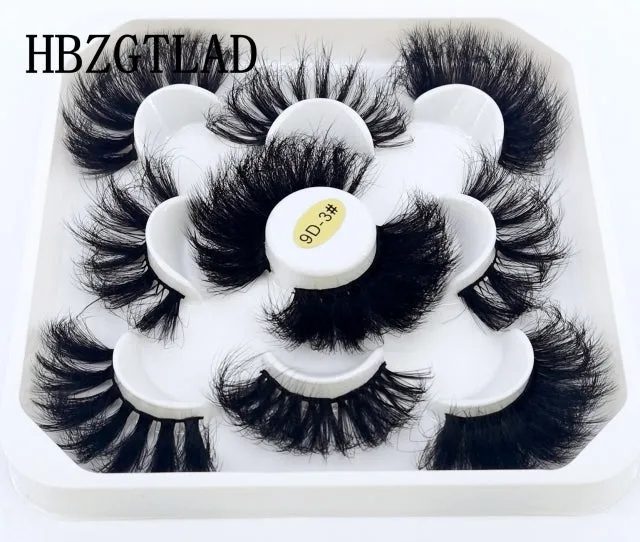 5/14Pairs Long Thick Natural Fluffy Lashes 10-25mm 3D Mink