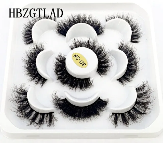 5/14Pairs Long Thick Natural Fluffy Lashes 10-25mm 3D Mink