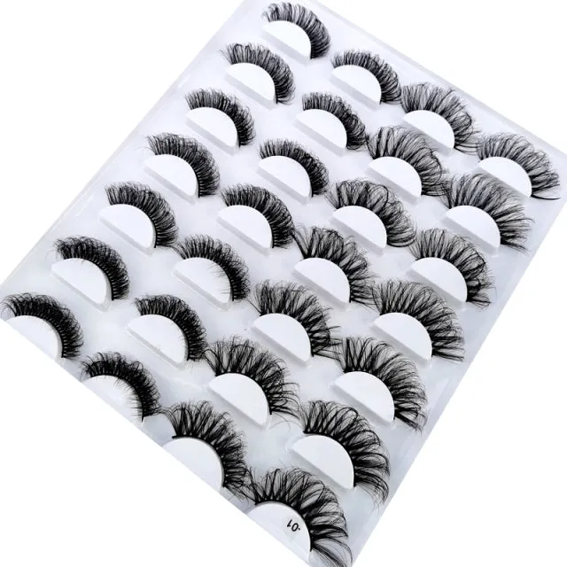 5/14Pairs Long Thick Natural Fluffy Lashes 10-25mm 3D Mink