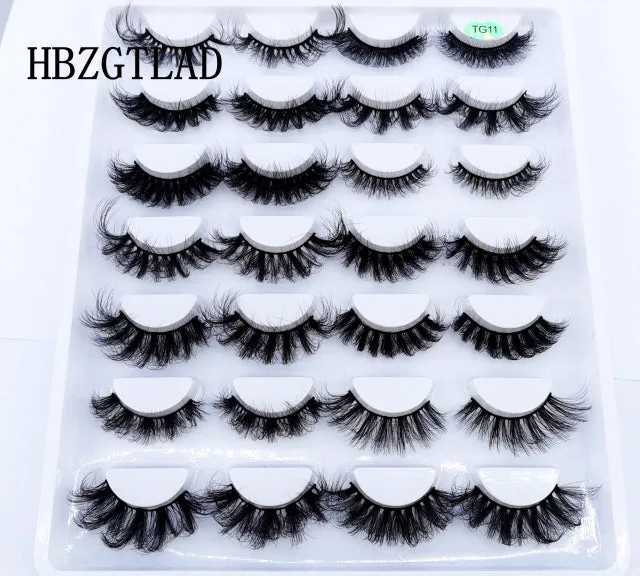 5/14Pairs Long Thick Natural Fluffy Lashes 10-25mm 3D Mink