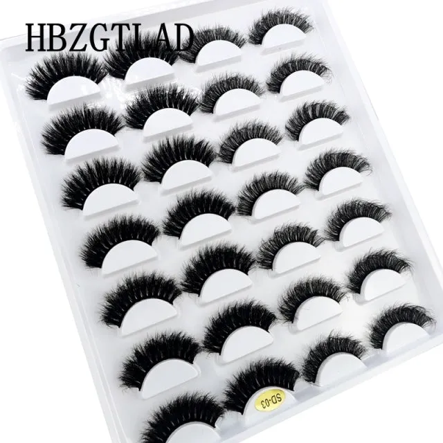 5/14Pairs Long Thick Natural Fluffy Lashes 10-25mm 3D Mink