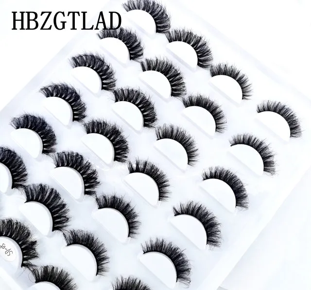 5/14Pairs Long Thick Natural Fluffy Lashes 10-25mm 3D Mink