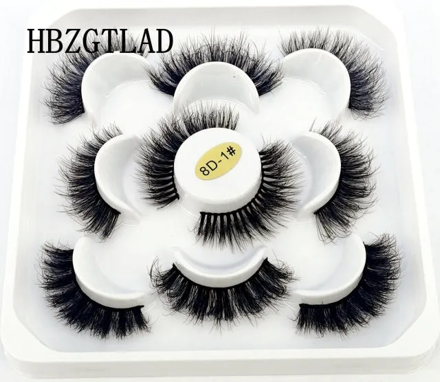 5/14Pairs Long Thick Natural Fluffy Lashes 10-25mm 3D Mink