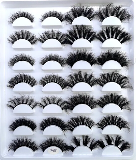 5/14Pairs Long Thick Natural Fluffy Lashes 10-25mm 3D Mink