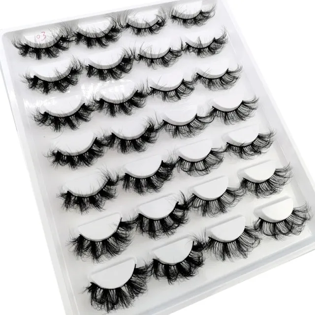 5/14Pairs Long Thick Natural Fluffy Lashes 10-25mm 3D Mink