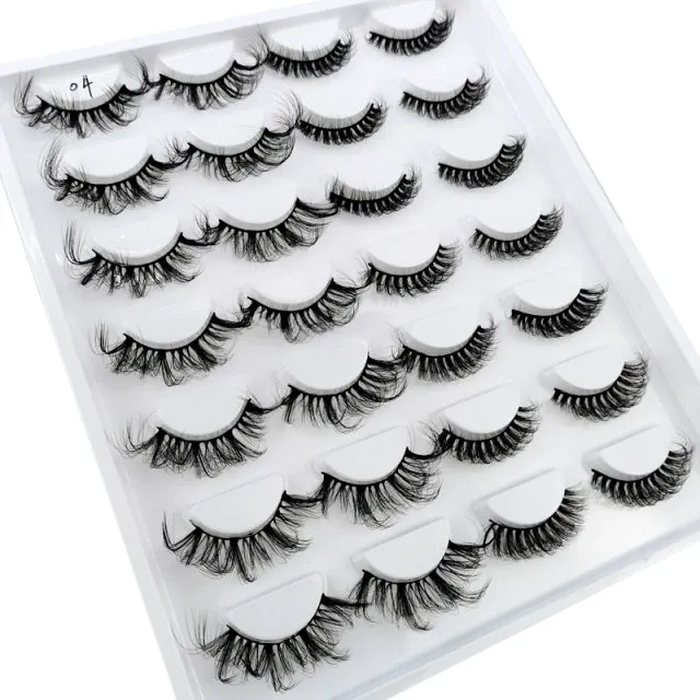 5/14Pairs Long Thick Natural Fluffy Lashes 10-25mm 3D Mink