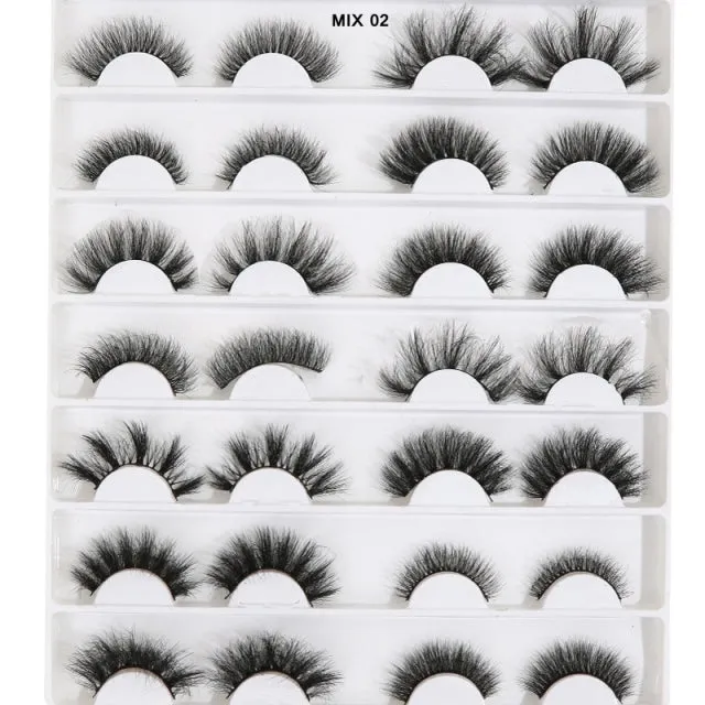 5/14Pairs Long Thick Natural Fluffy Lashes 10-25mm 3D Mink