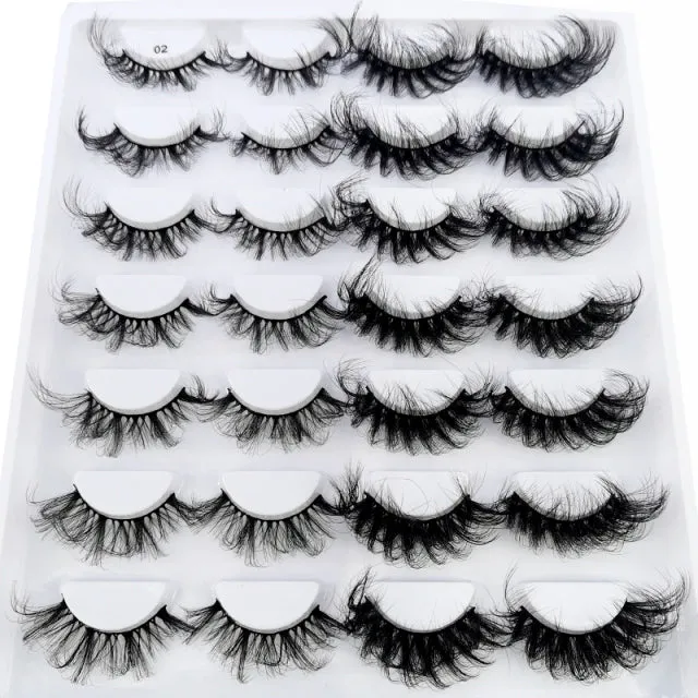 5/14Pairs Long Thick Natural Fluffy Lashes 10-25mm 3D Mink