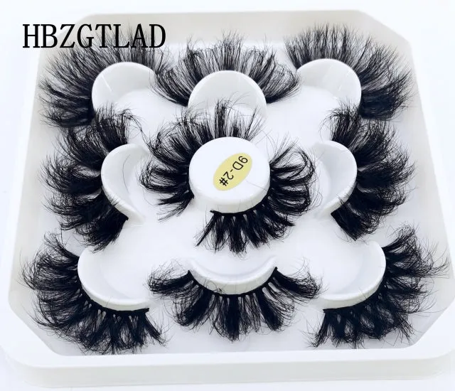 5/14Pairs Long Thick Natural Fluffy Lashes 10-25mm 3D Mink