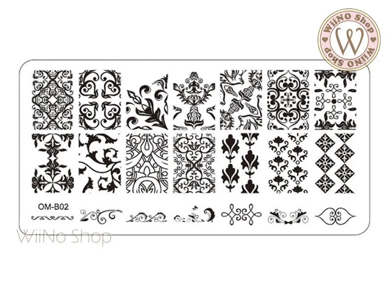 Baroque Pattern Nail Art Stamping Plate Template OM-B02