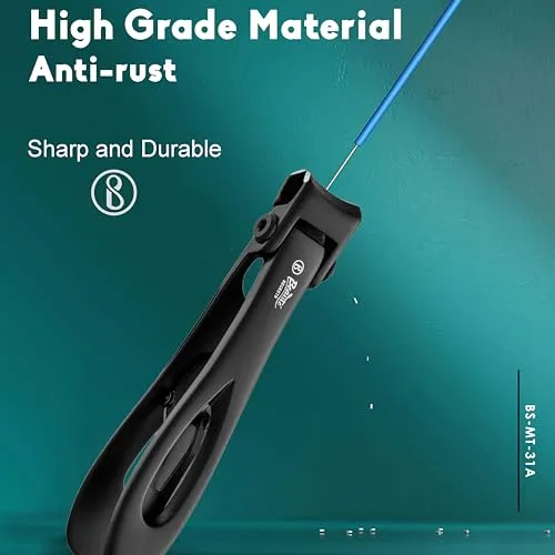 Beauté Secrets Luxury 15mm Wide Jaw Opening Nail Clippers for Thick Nails Fingernails and Toenails Clippers for Ingrown Toenails Oversized (Nail Clipper   Nail File)