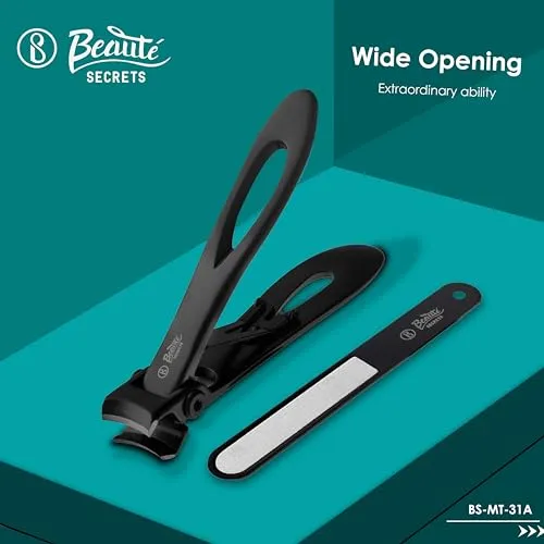 Beauté Secrets Luxury 15mm Wide Jaw Opening Nail Clippers for Thick Nails Fingernails and Toenails Clippers for Ingrown Toenails Oversized (Nail Clipper   Nail File)