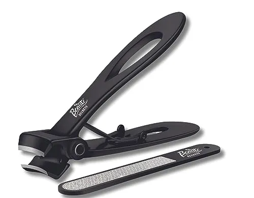 Beauté Secrets Luxury 15mm Wide Jaw Opening Nail Clippers for Thick Nails Fingernails and Toenails Clippers for Ingrown Toenails Oversized (Nail Clipper   Nail File)