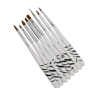 Brushes Nail Art Designs Set 8pcs - Zebra Short Handle
