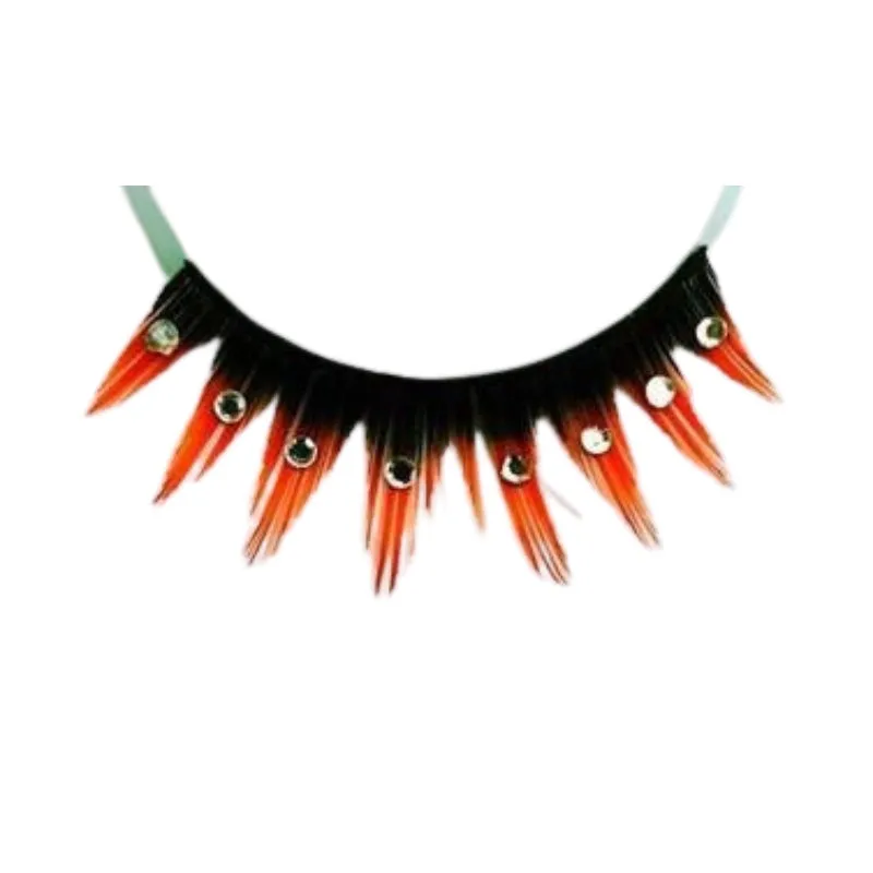 Eyelashes - Black & Red with Crystals