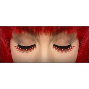 Eyelashes - Black & Red with Crystals