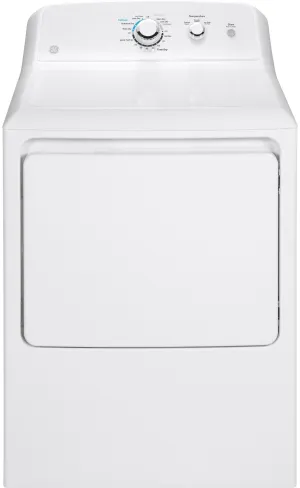 GE GTD33EASKWW 27 Inch Electric Dryer with 7.2 cu. ft. Capacity, 3 Dry Cycles, 3 Heat Selections, Timed Dry, Auto Dry, Up-Front Lint Filter, Reversible Door, Simple Rotary Electromechanical Controls and 120 ft. Venting Capability