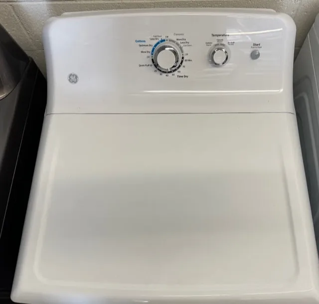 GE GTD33EASKWW 27 Inch Electric Dryer with 7.2 cu. ft. Capacity, 3 Dry Cycles, 3 Heat Selections, Timed Dry, Auto Dry, Up-Front Lint Filter, Reversible Door, Simple Rotary Electromechanical Controls and 120 ft. Venting Capability