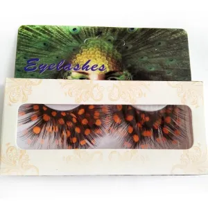 Guinea Spot Feather Eyelashes - Orange