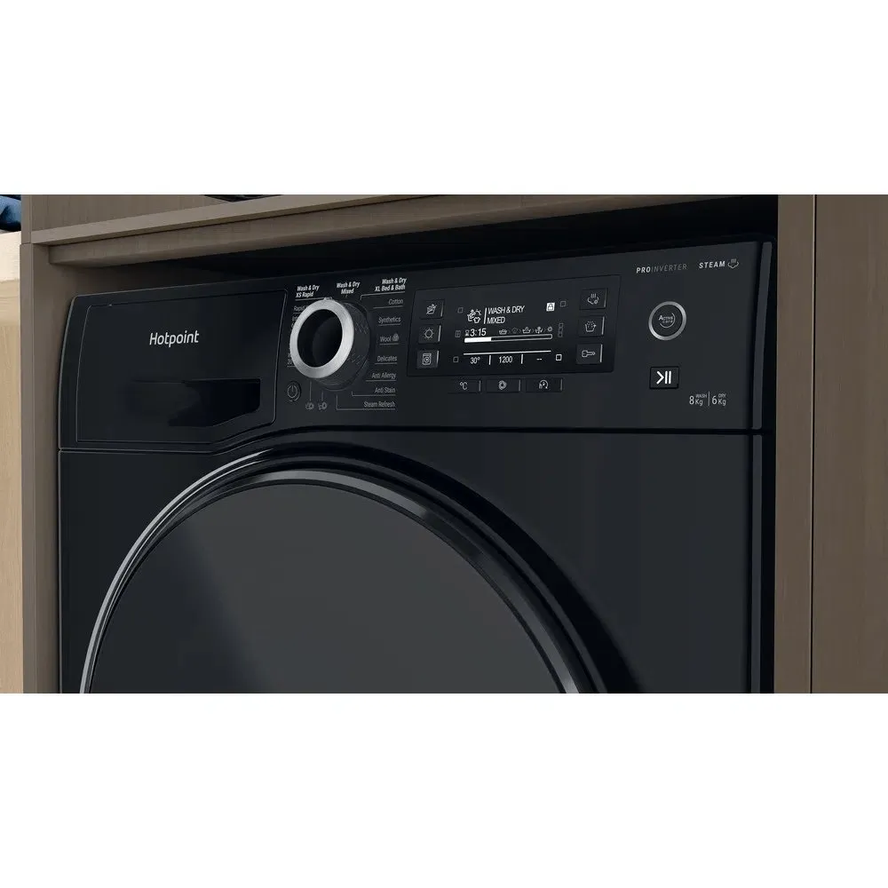Hotpoint NDD8636BDAUK 8 6Kg Washer Dryer with 1400 rpm, 59.5cm Wide - Black