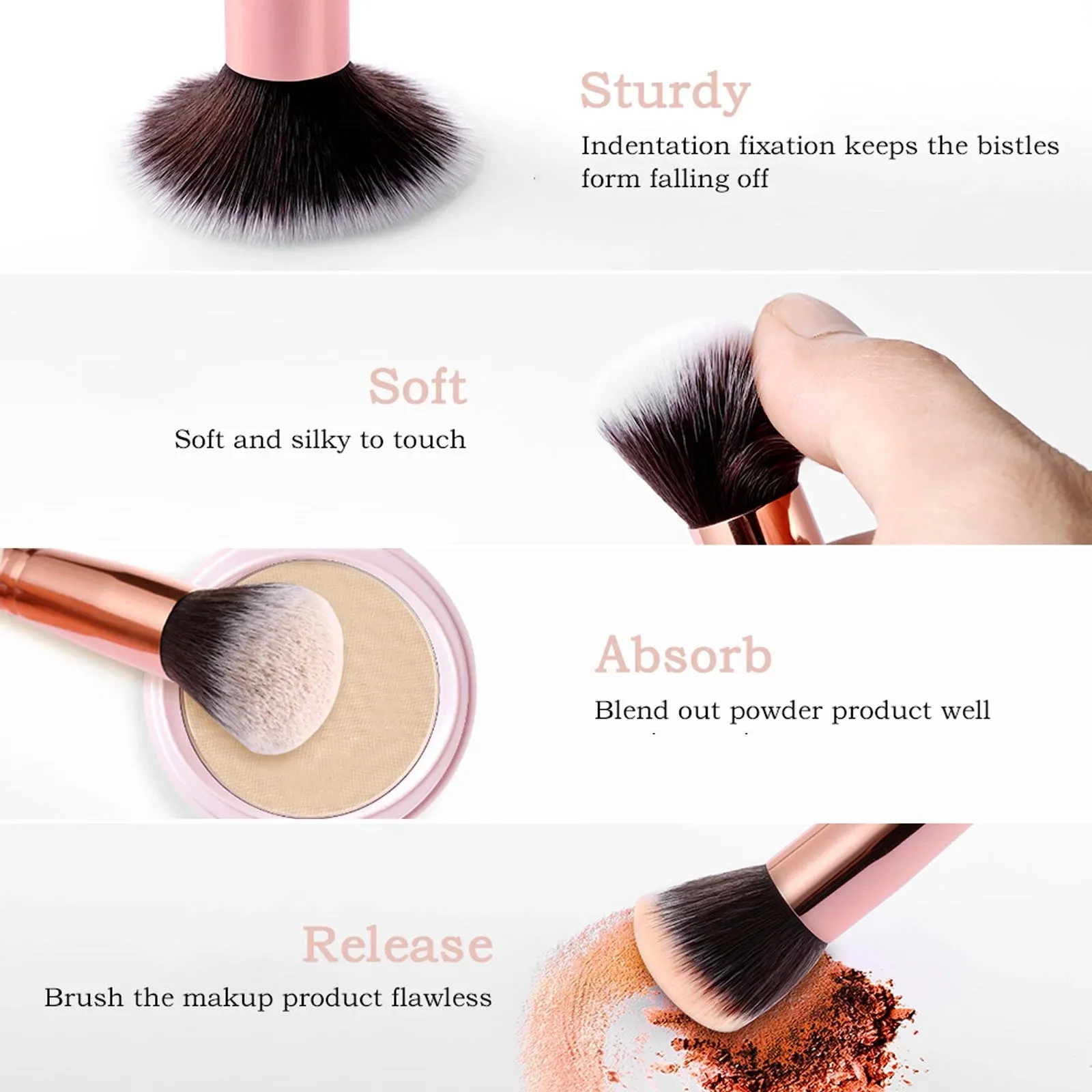 Makeup Brushes 15PCS Marble Makeup Brush Set Blush Foundation Concealer Eyeshadow Brushes with 4 Makeup Sponge - Valentine'S Day, Xmas Gift