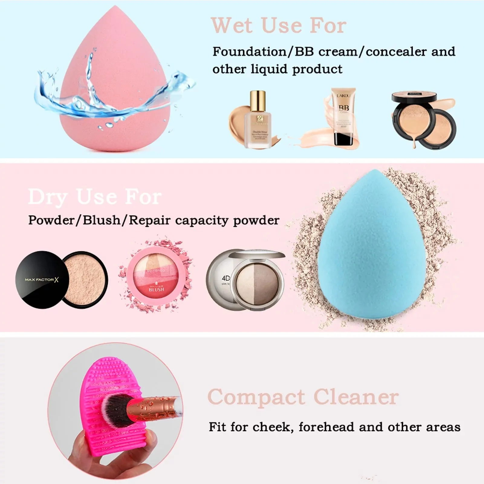 Makeup Brushes 15PCS Marble Makeup Brush Set Blush Foundation Concealer Eyeshadow Brushes with 4 Makeup Sponge - Valentine'S Day, Xmas Gift
