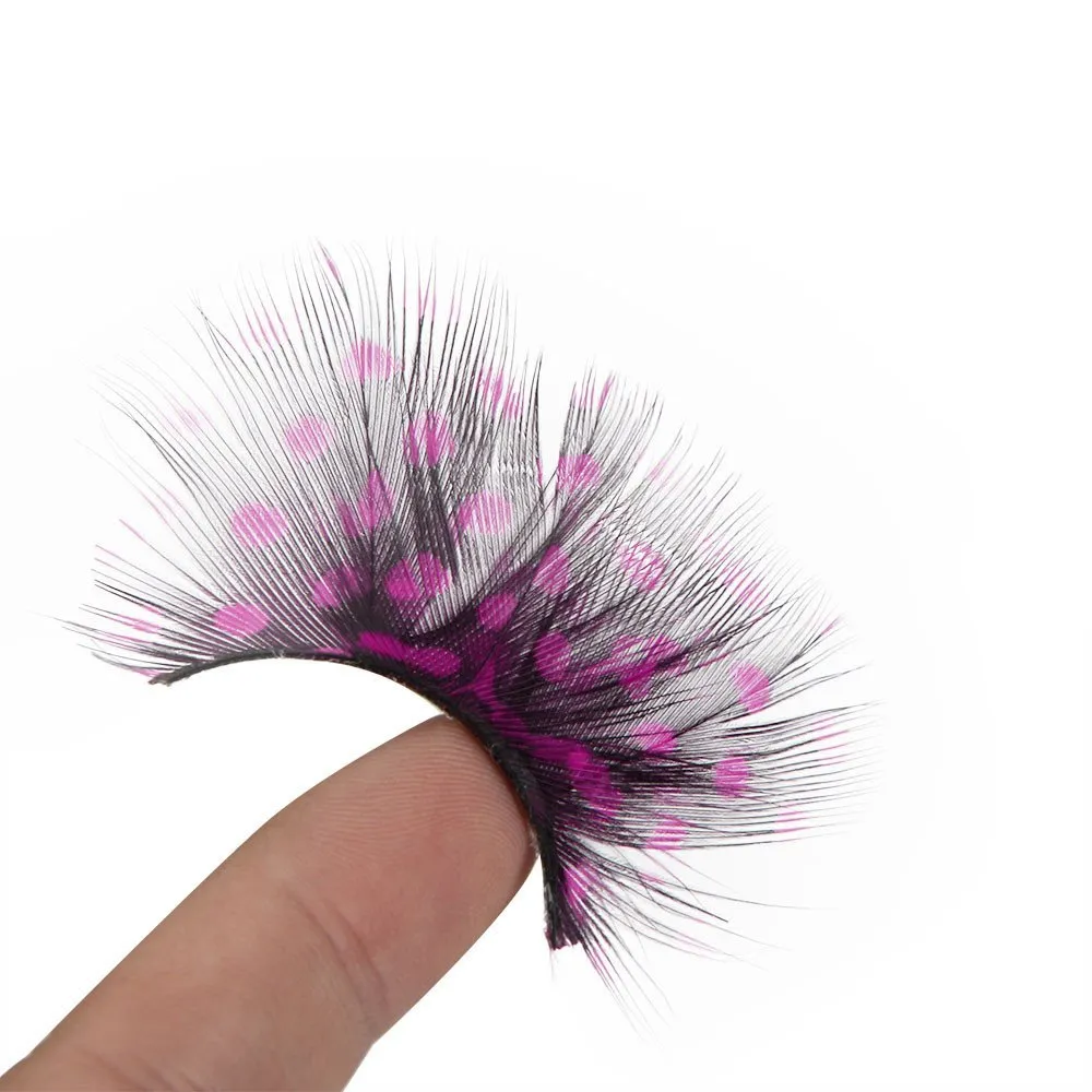 Natural Spot Guinea Feather Eyelashes - Cerise