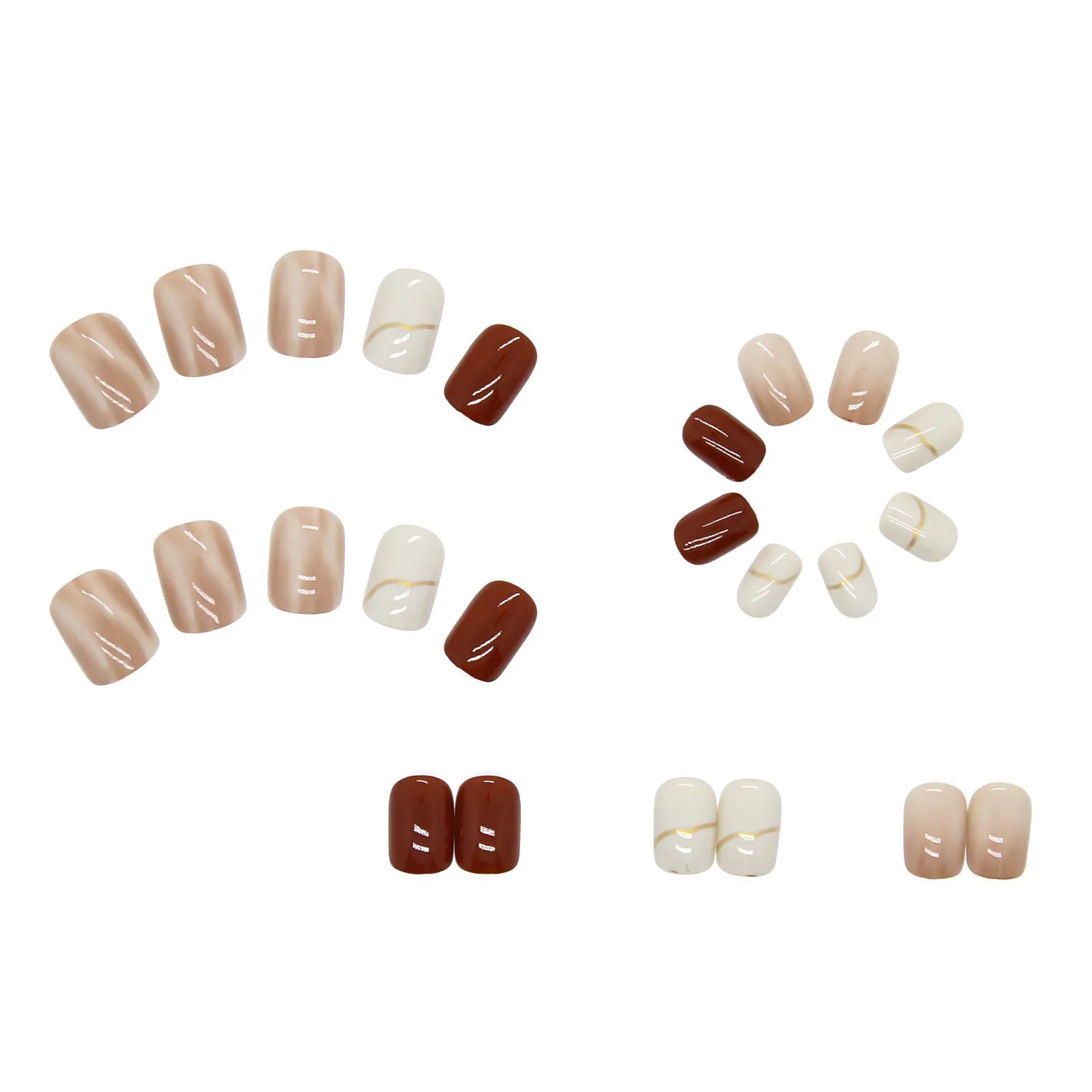 Nude Smudge Gentle Short Nails Tips #N3026
