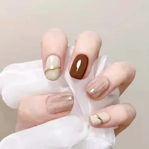 Nude Smudge Gentle Short Nails Tips #N3026