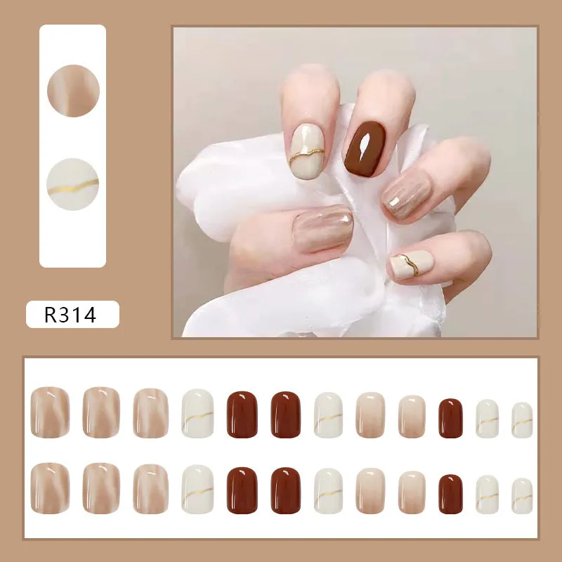Nude Smudge Gentle Short Nails Tips #N3026
