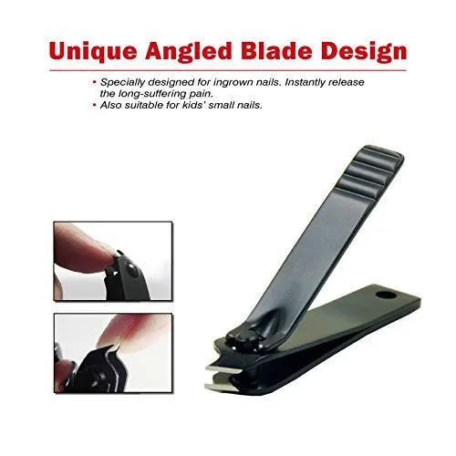 PREFER BEAUTY – STAINLESS STEEL SHARP NAIL CLIPPERS KIT FOR FINGERNAILS & TOENAIL   1 BLACK NAIL CLEANER / FILE GIFT FOR MEN & WOMEN SET OF 3 WITH LEATHER TRAVEL CASE