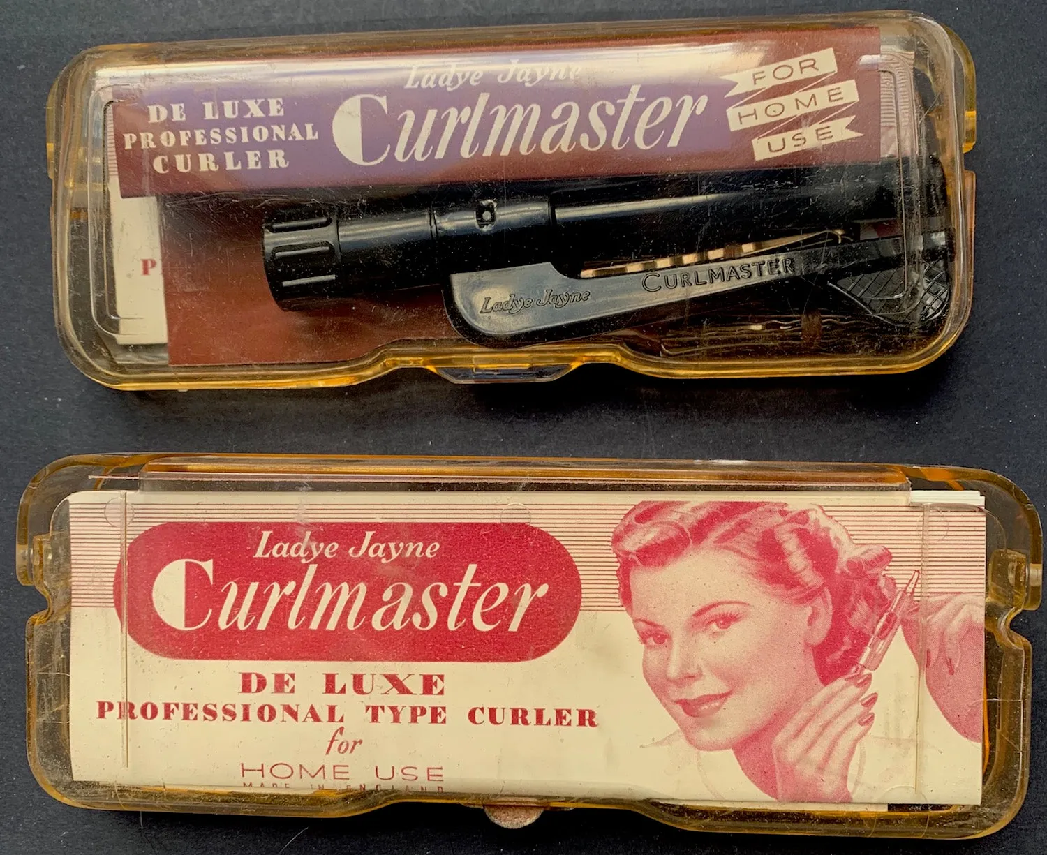 Unused 1940s Ladye Jayne Curlmaster for Home Use "DE LUXE PROFESSIONAL TYPE CURLER"