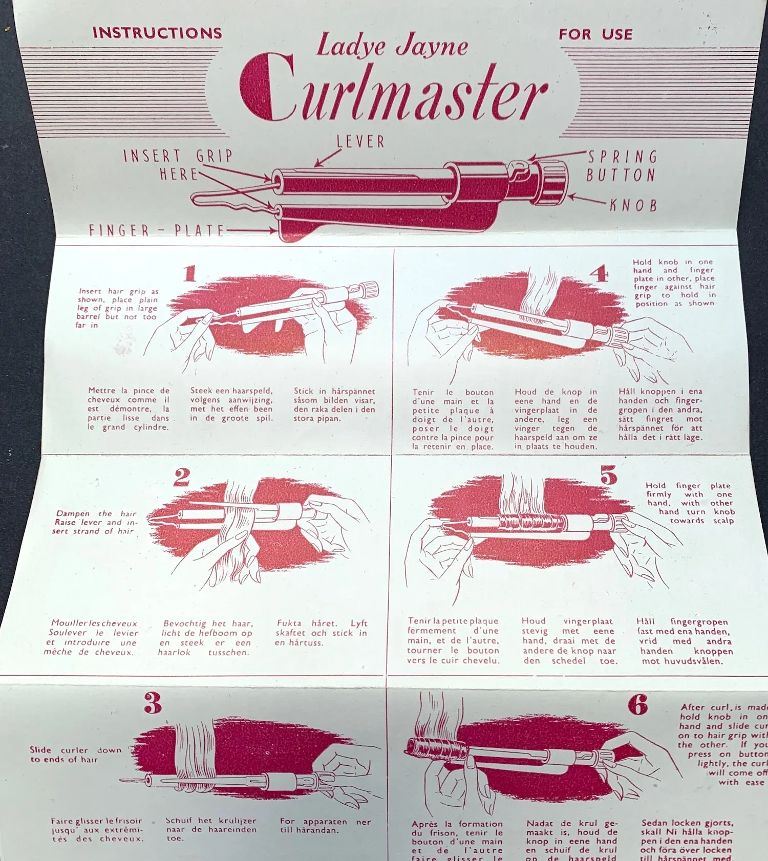 Unused 1940s Ladye Jayne Curlmaster for Home Use "DE LUXE PROFESSIONAL TYPE CURLER"