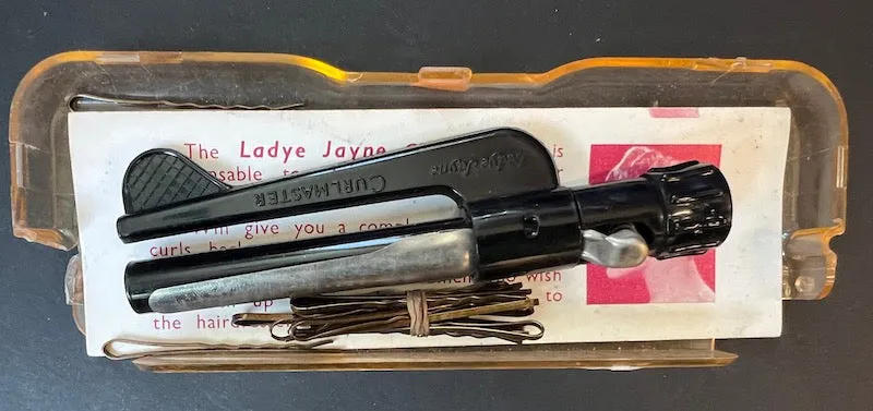 Unused 1940s Ladye Jayne Curlmaster for Home Use "DE LUXE PROFESSIONAL TYPE CURLER"