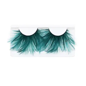 Vibrant Long Feather Eyelashes - Green