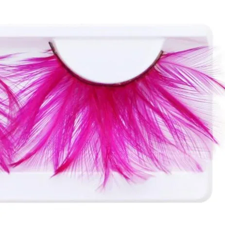 Vibrant Long Feather Eyelashes - Hot Pink